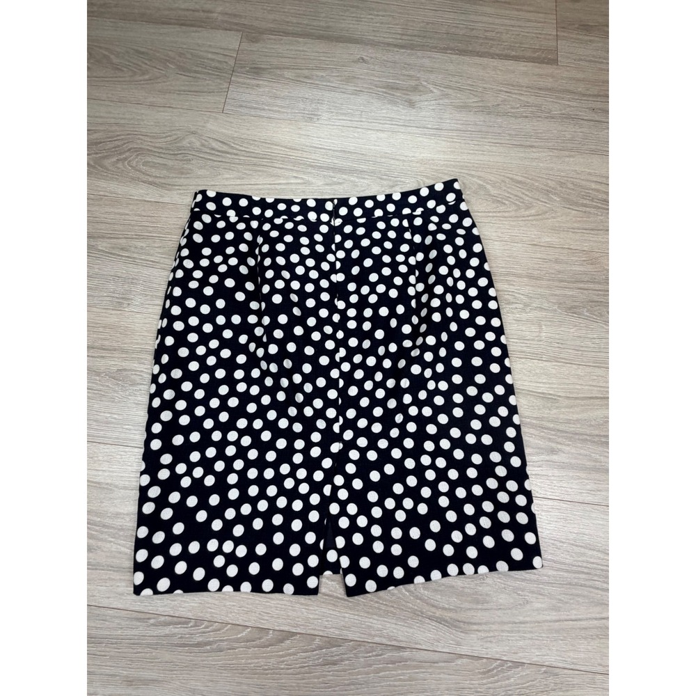 J.Crew Navy Blue White Polka Dot Cotton Pencil Skirt Size 10 Lined Business